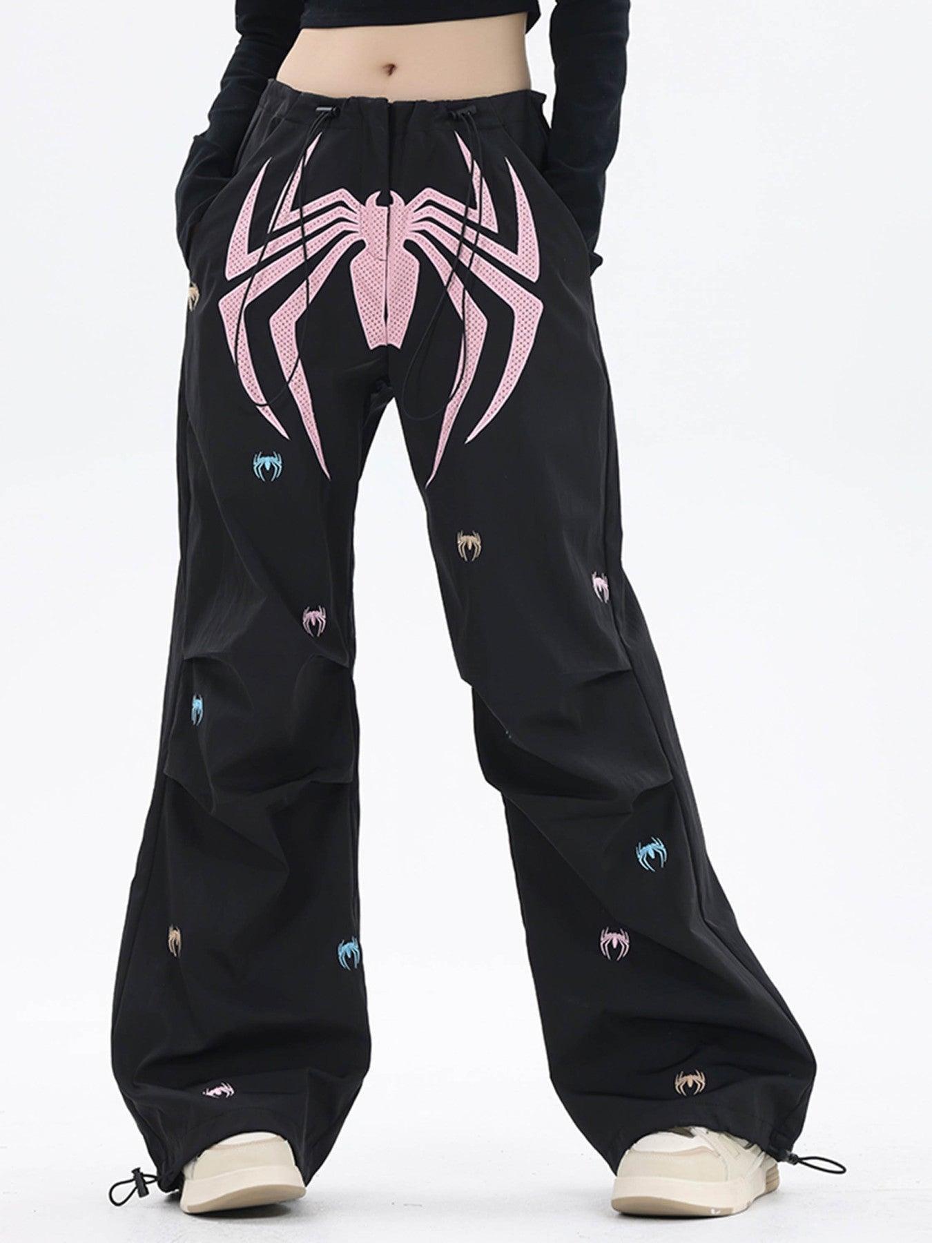 1984 Embroidered Spider Straight Leg Wide Leg Pants - 1745 - tntwear1