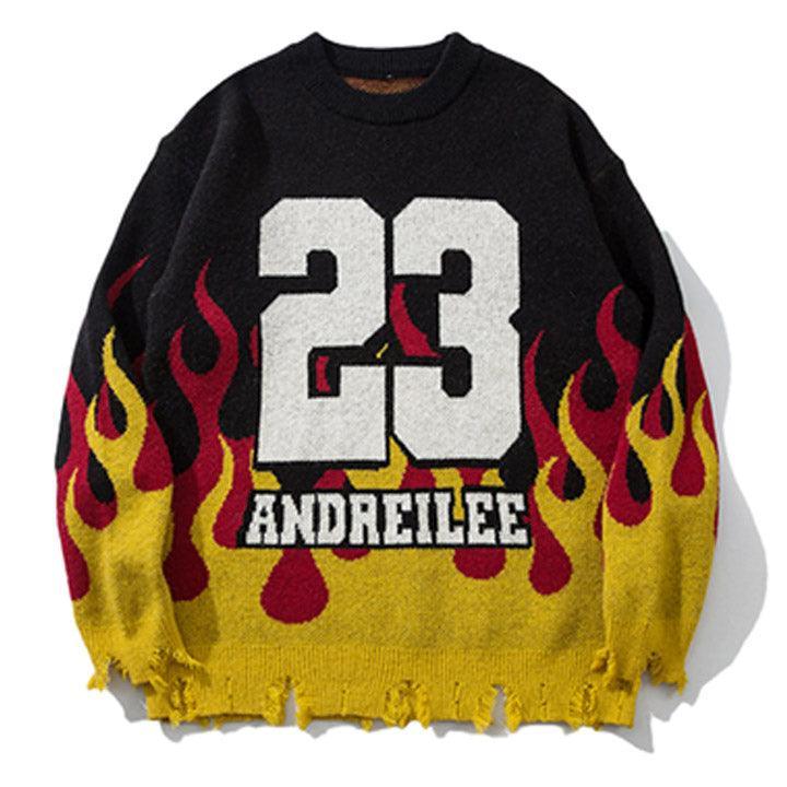 Tntwear® Distressed Flame Pullover Sweater 23 - tntwear1