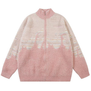Tntwear® Mohair Zipper Knit Sweater Flame - tntwear1
