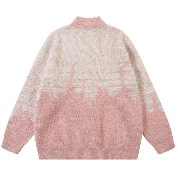 Tntwear® Mohair Zipper Knit Sweater Flame - tntwear1