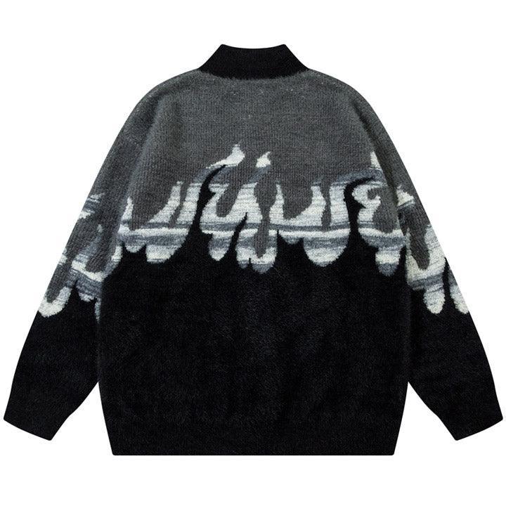 Tntwear® Mohair Zipper Knit Sweater Flame - tntwear1
