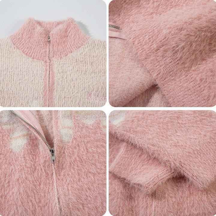 Tntwear® Mohair Zipper Knit Sweater Flame - tntwear1