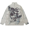 Tntwear® Chunky Knit Zipper Sweater Portrait Graffiti - tntwear1