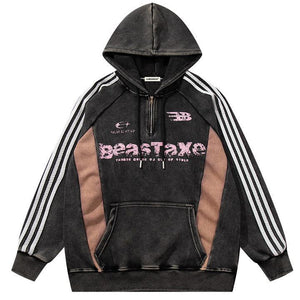 Tntwear® Racing Style Patchwork Hoodie Side Stripes - tntwear1