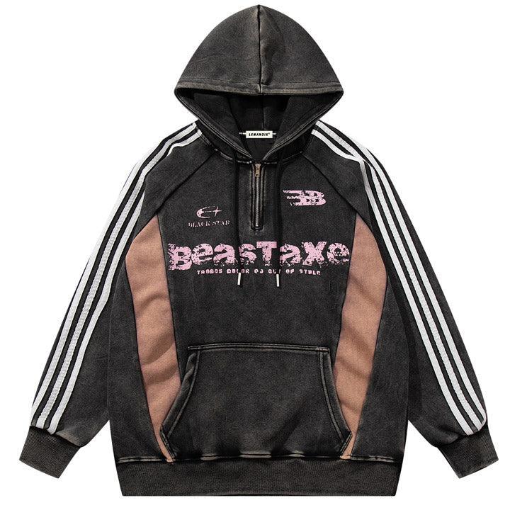 Tntwear® Racing Style Patchwork Hoodie Side Stripes - tntwear1