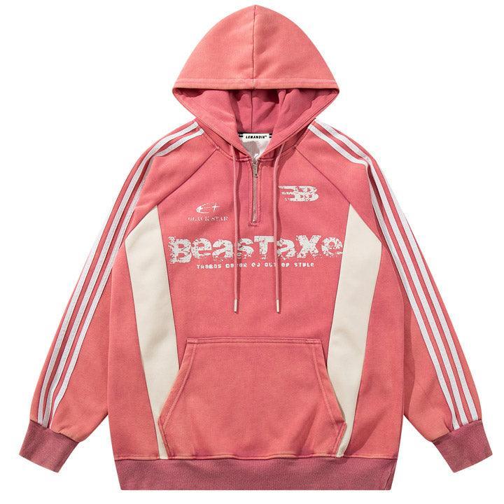 Tntwear® Racing Style Patchwork Hoodie Side Stripes - tntwear1