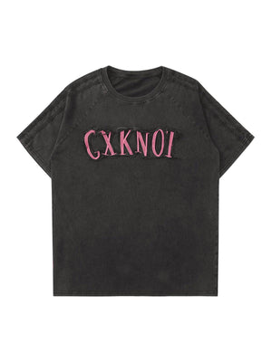 Tntwear American Retro Letter Embroidered T-shirt