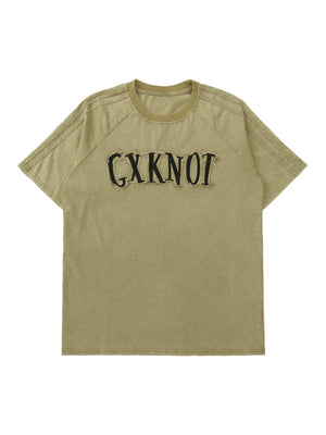 Tntwear American Retro Letter Embroidered T-shirt