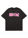 Tntwear Pink Letter Applique Street Rap T-shirt - 2145