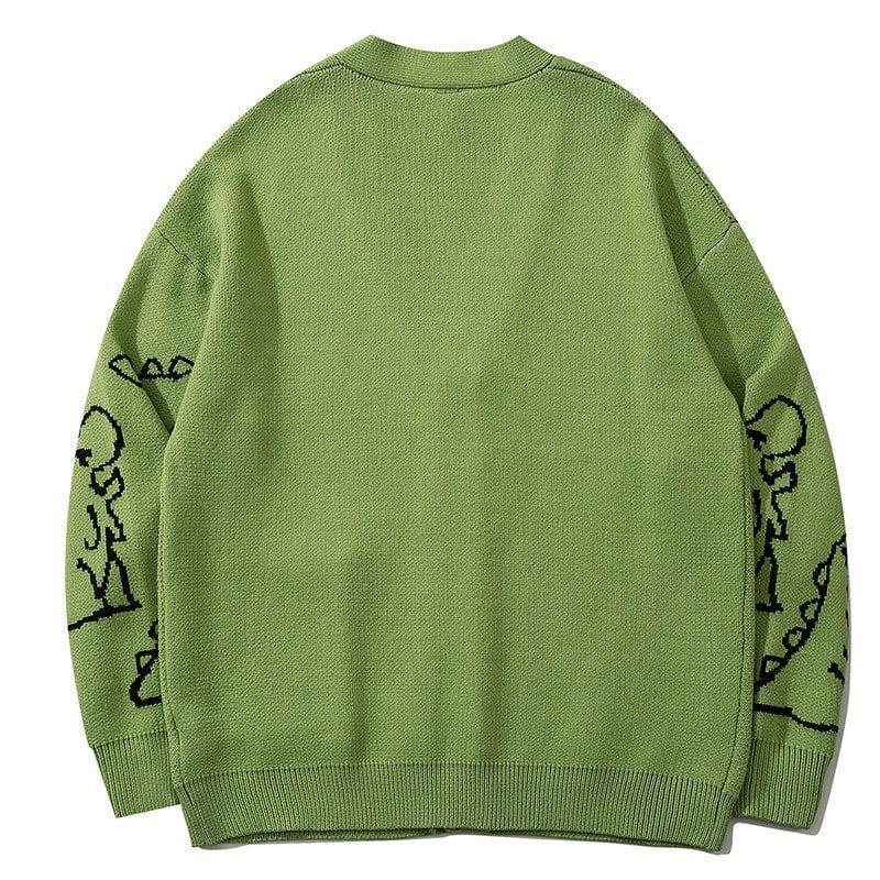 Jacquard Cardigan Sweater Full Dinosaur - tntwear1