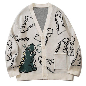 Jacquard Cardigan Sweater Full Dinosaur - tntwear1
