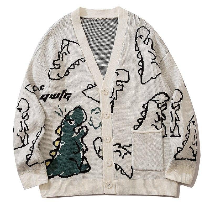 Jacquard Cardigan Sweater Full Dinosaur - tntwear1