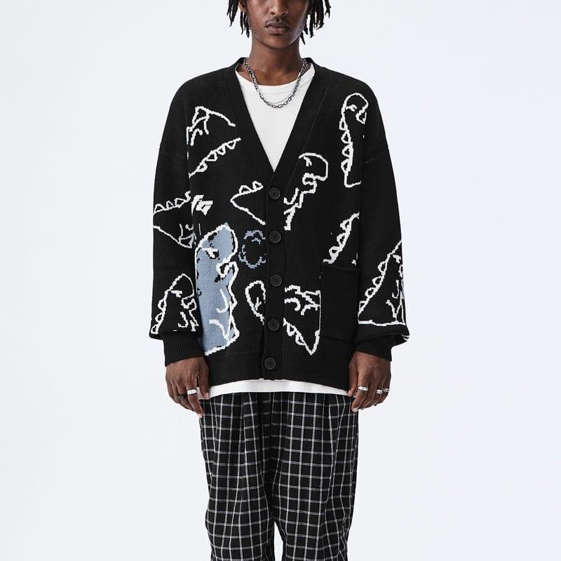 Jacquard Cardigan Sweater Full Dinosaur - tntwear1