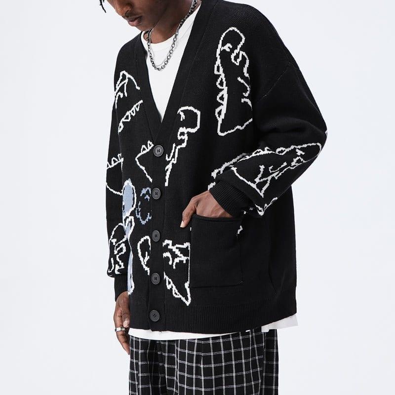 Jacquard Cardigan Sweater Full Dinosaur - tntwear1