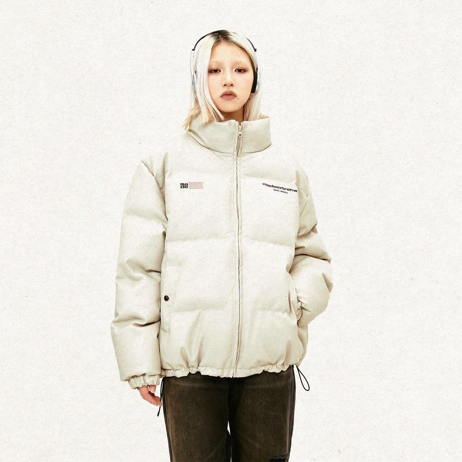 Letter Printed Padded Leather Jacket - tntwear1