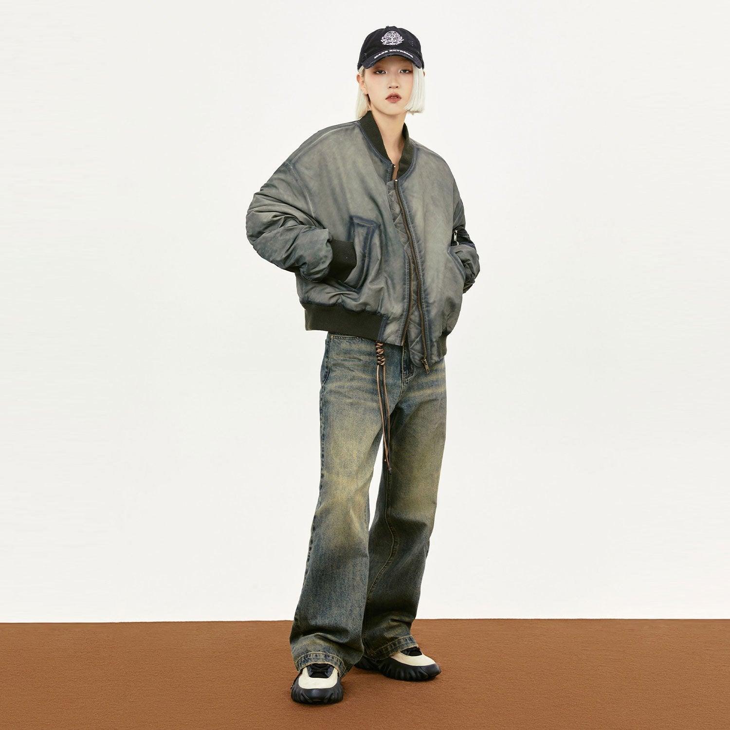 Dyed Distressed Padded Jacket - tntwear1