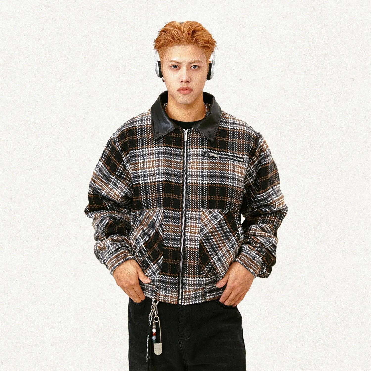Loose Retro Plaid Striped Jacket - tntwear1