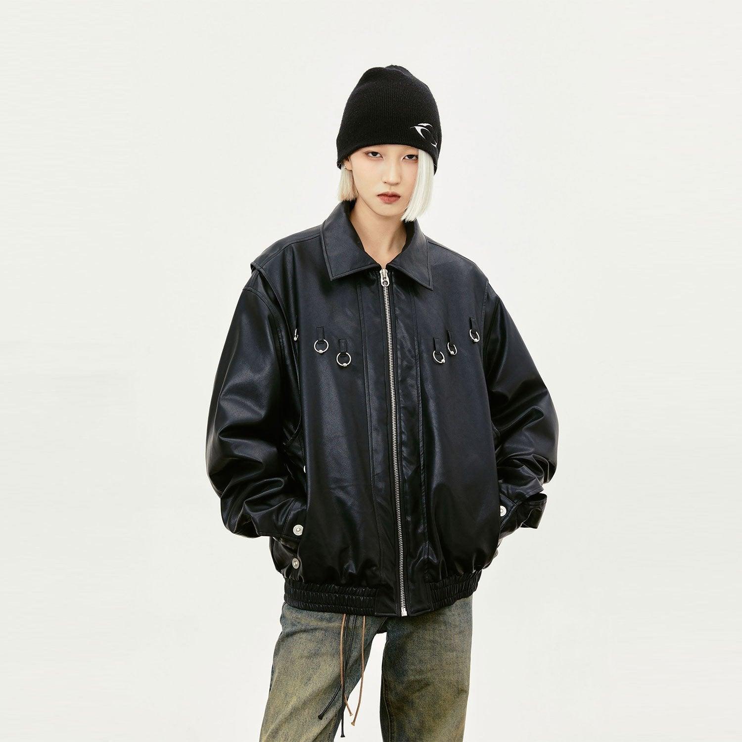 Oversized Loose PU Leather Jacket - tntwear1