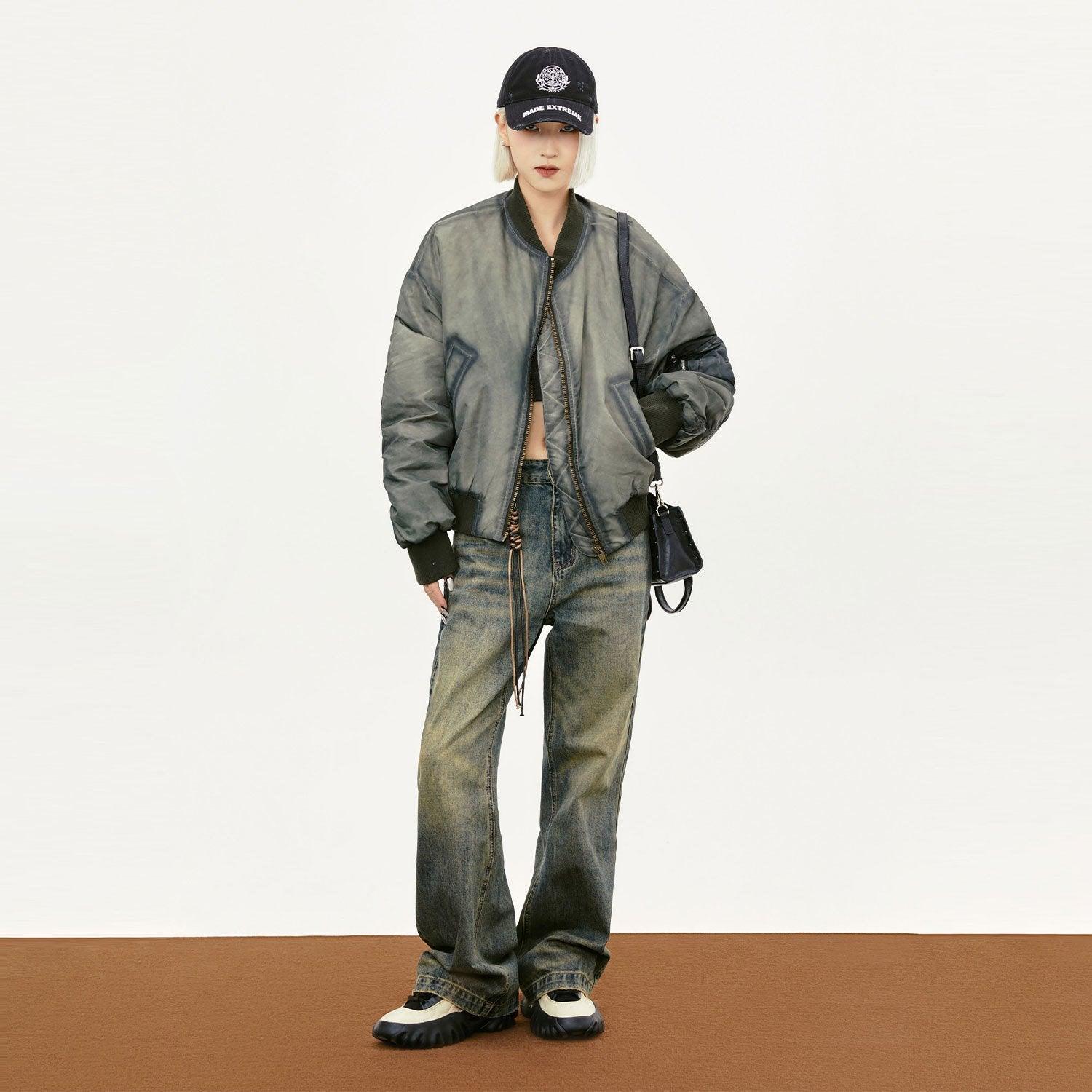 Dyed Distressed Padded Jacket - tntwear1