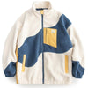 Lamb Woolen Winter Coat Patchwork Color Block - tntwear1