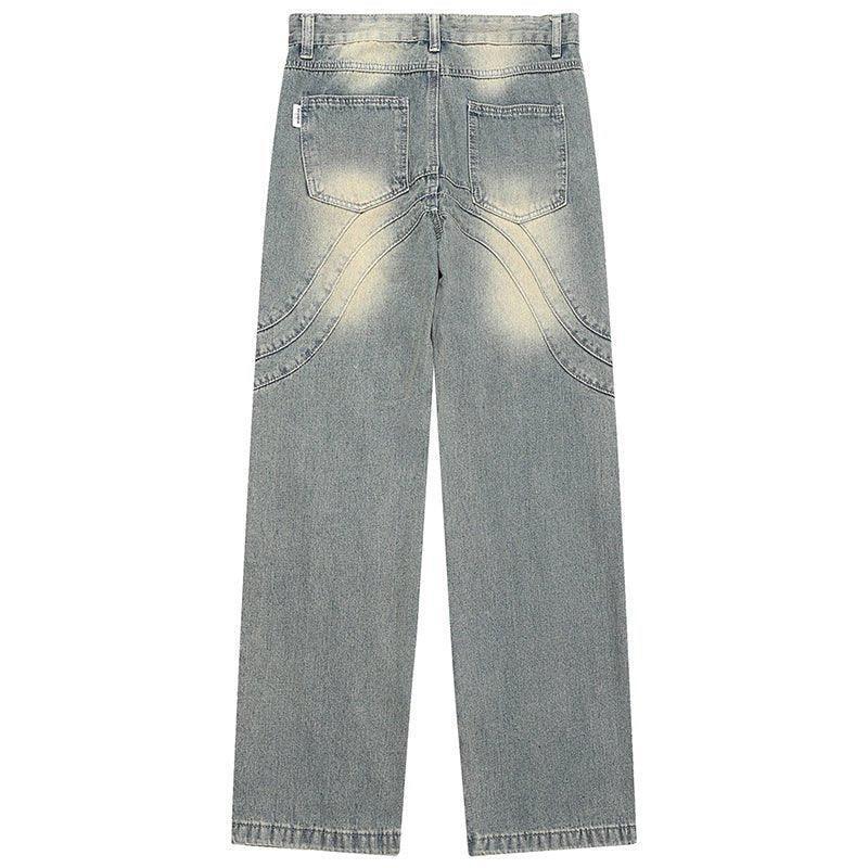 1984 Chic Washed Jeans Wave Stitching - tntwear1