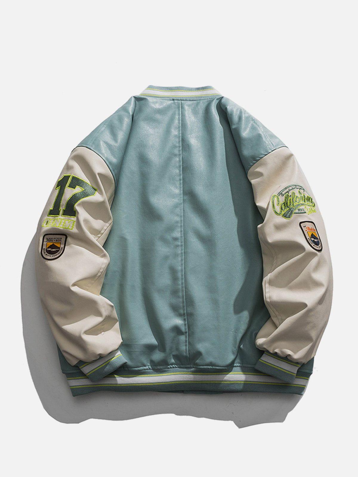 Tntwear® - "California" PU Stitching Thicken Varsity Jacket - tntwear1