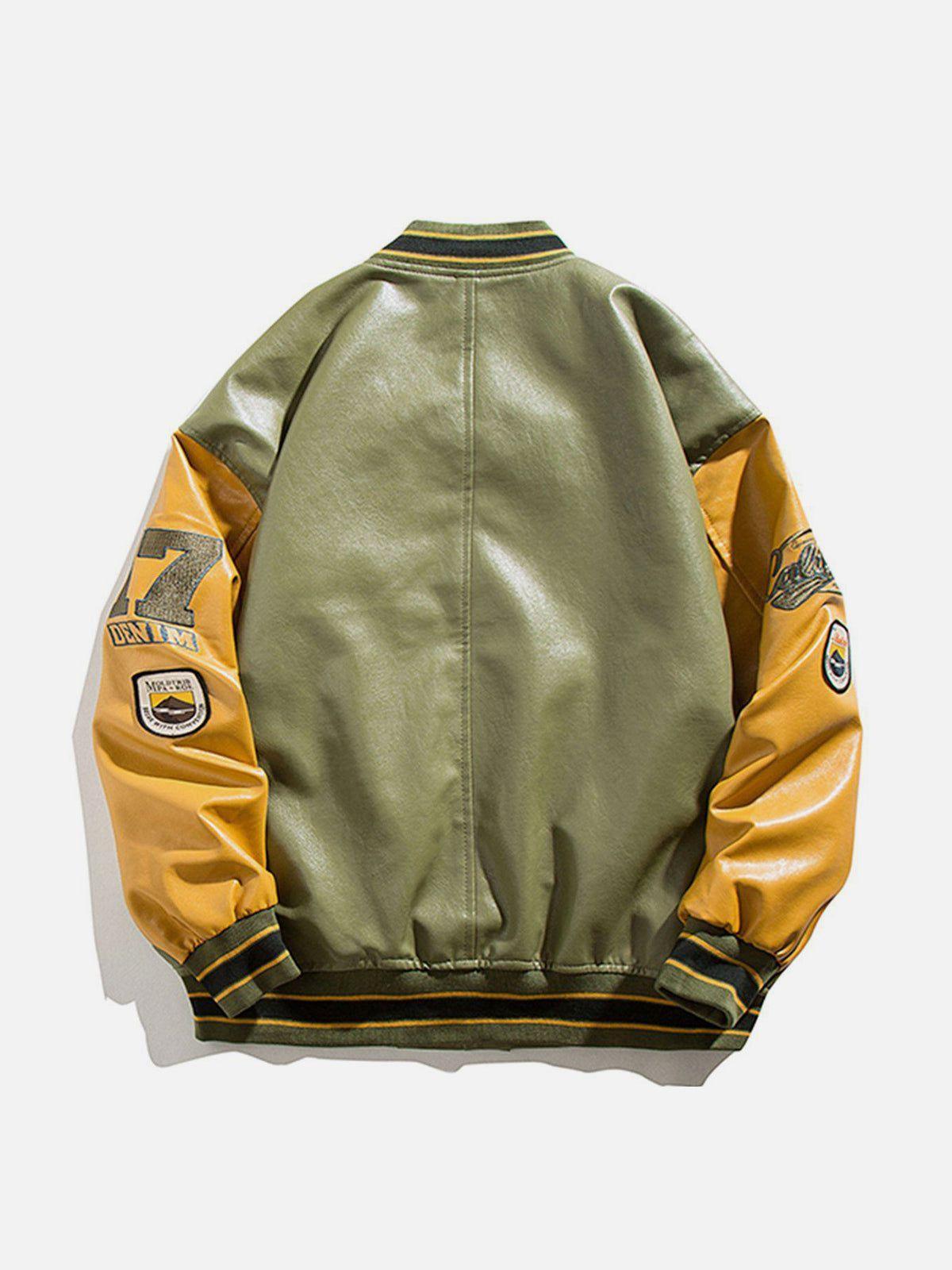 Tntwear® - "California" PU Stitching Varsity Jacket - tntwear1
