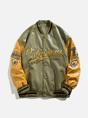 Tntwear® - "California" PU Stitching Varsity Jacket - tntwear1