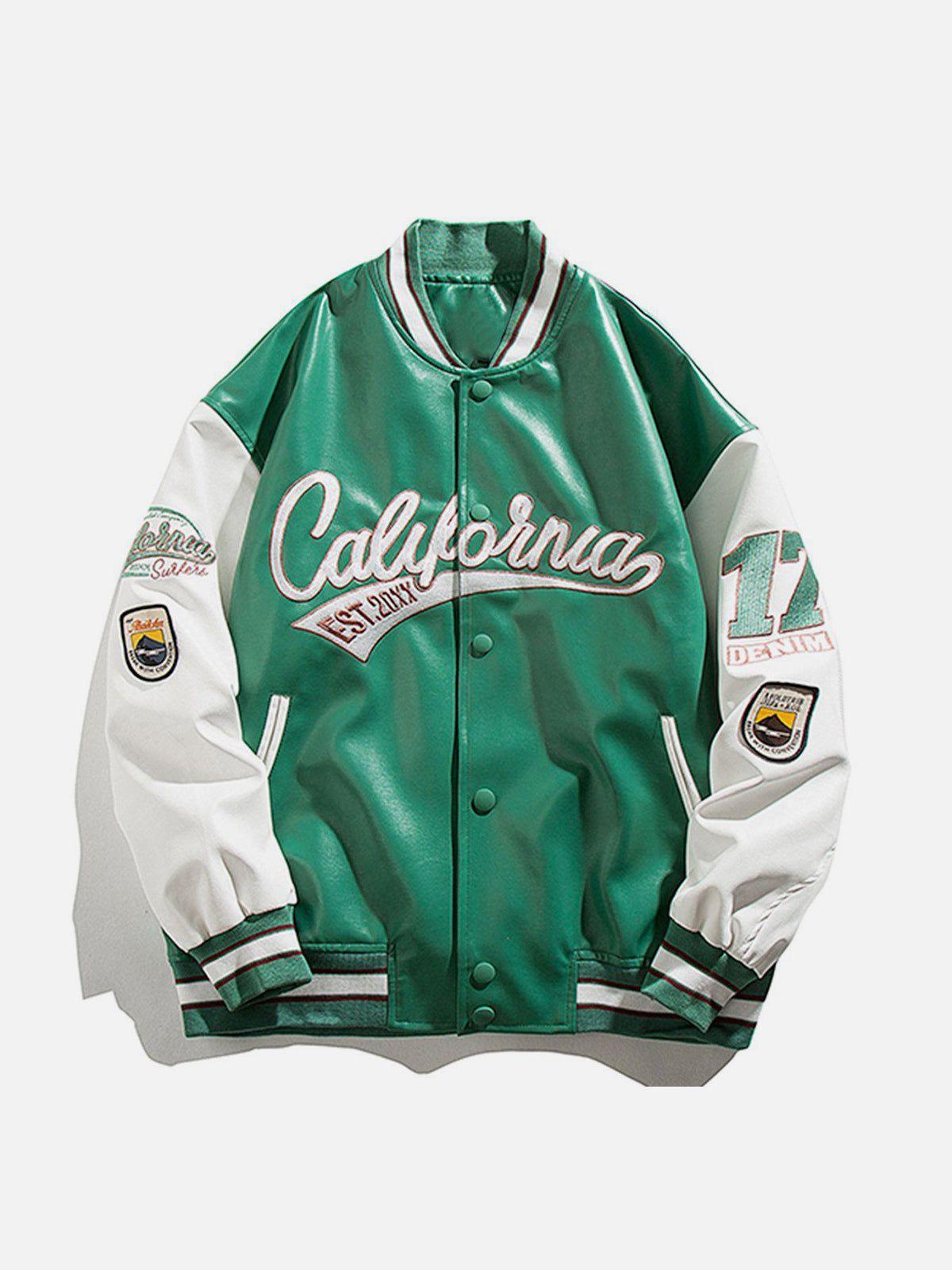 Tntwear® - "California" PU Stitching Varsity Jacket - tntwear1