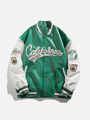Tntwear® - "California" PU Stitching Varsity Jacket - tntwear1