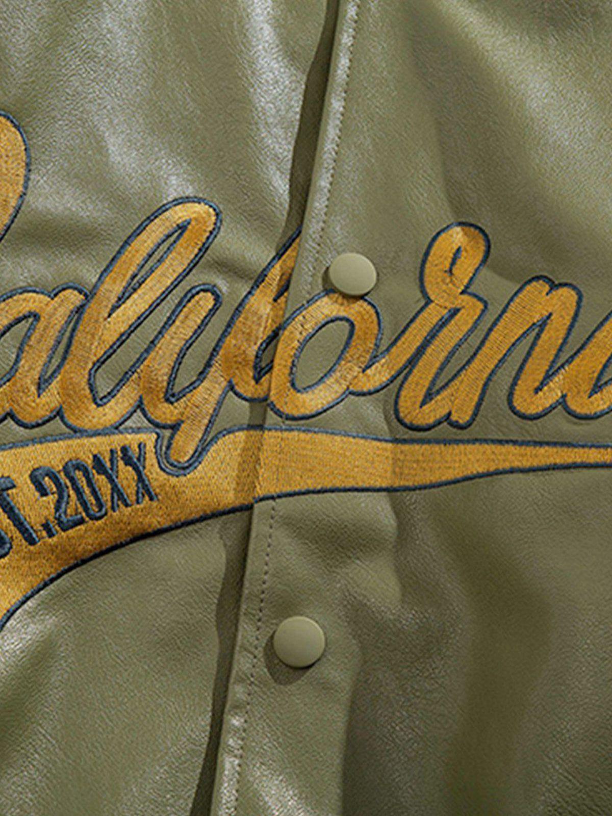 Tntwear® - "California" PU Stitching Varsity Jacket - tntwear1