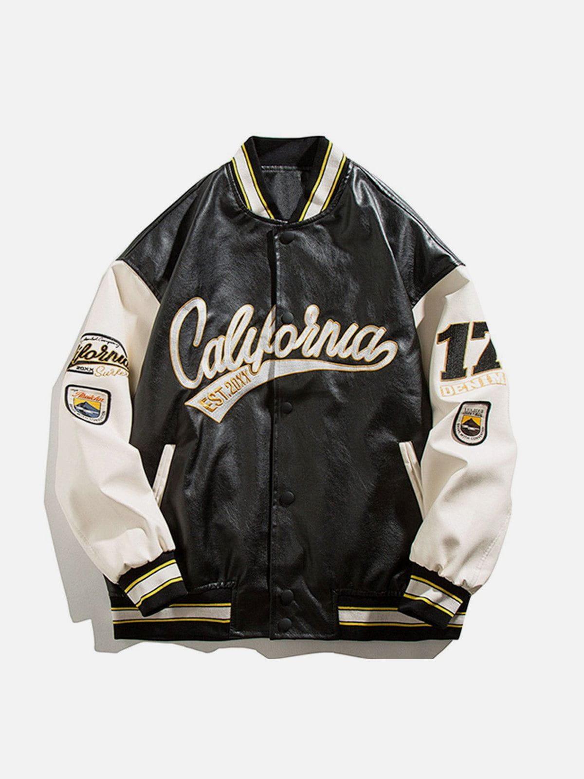 Tntwear® - "California" PU Stitching Varsity Jacket - tntwear1