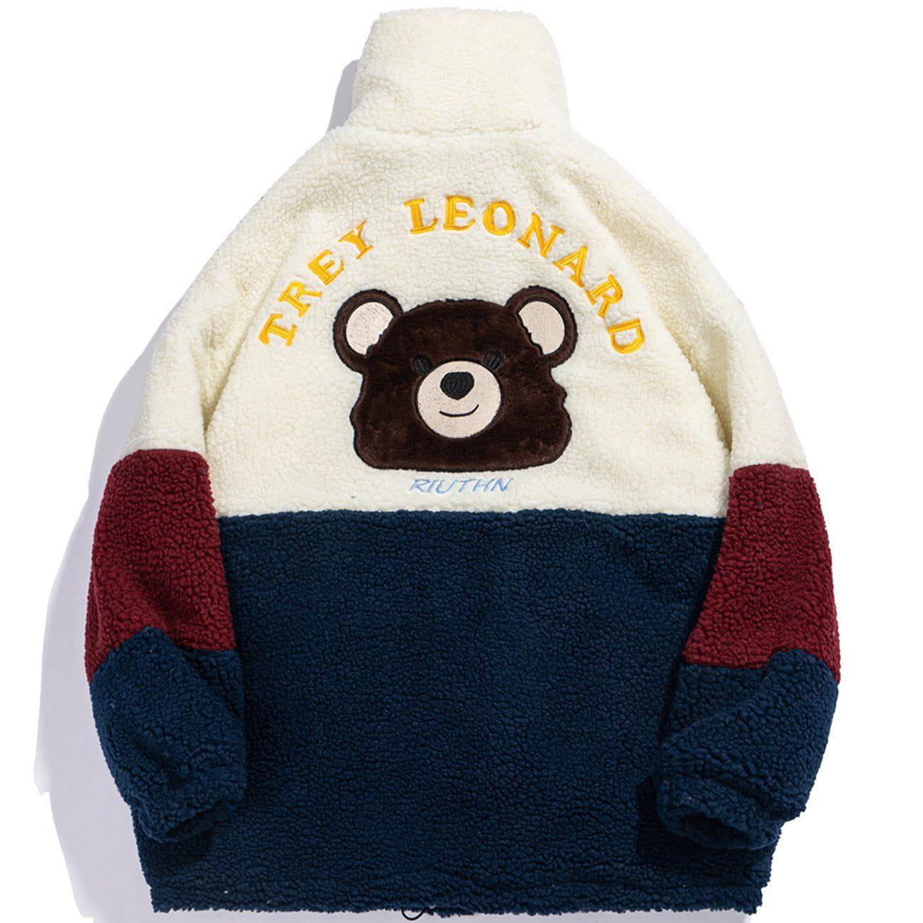 Tntwear® - Color Block Patchwork Sherpa Winter Coat - tntwear1