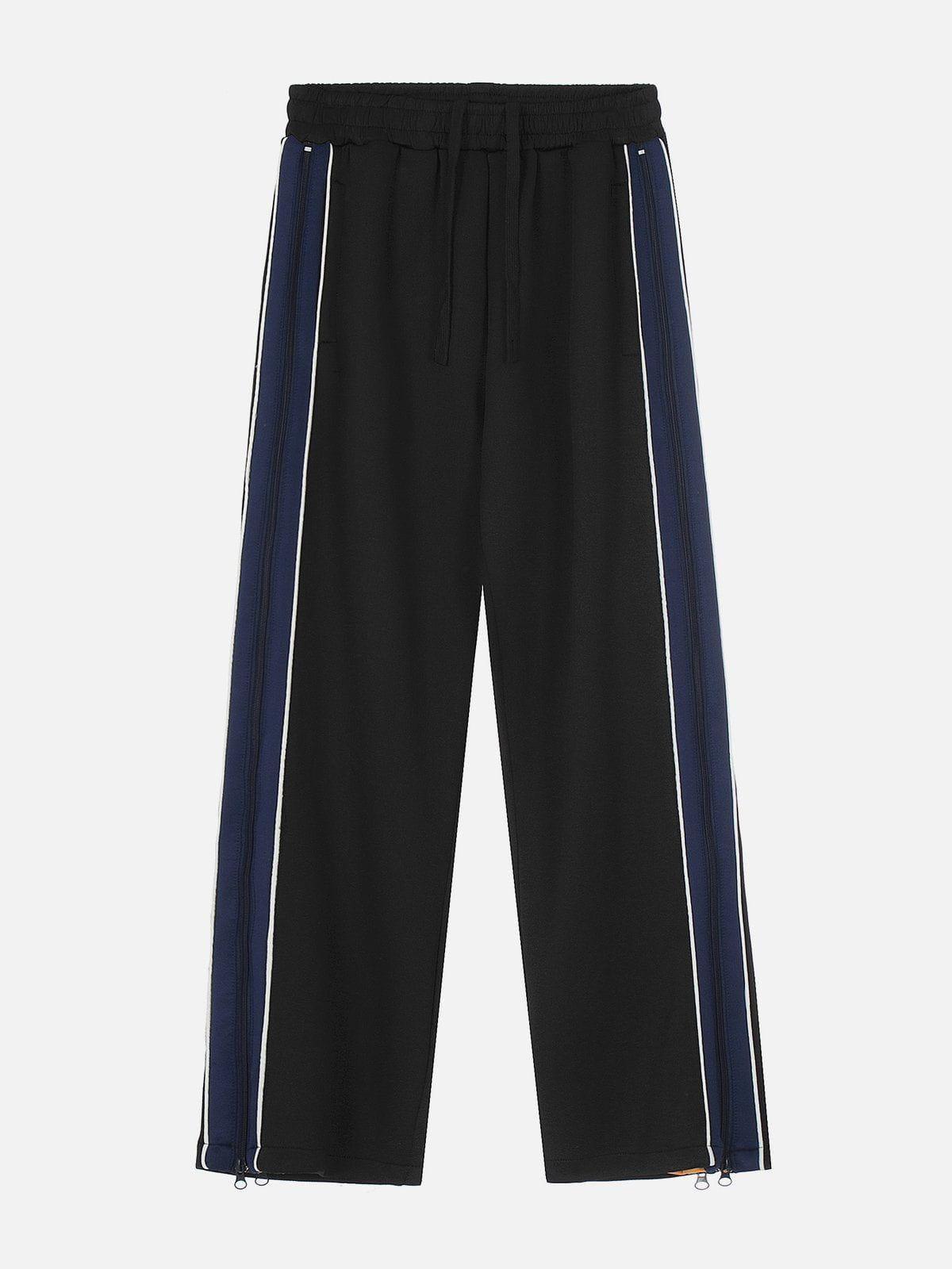 Tntwear® - Color Clash Zipper Drawstring Sweatpants - tntwear1