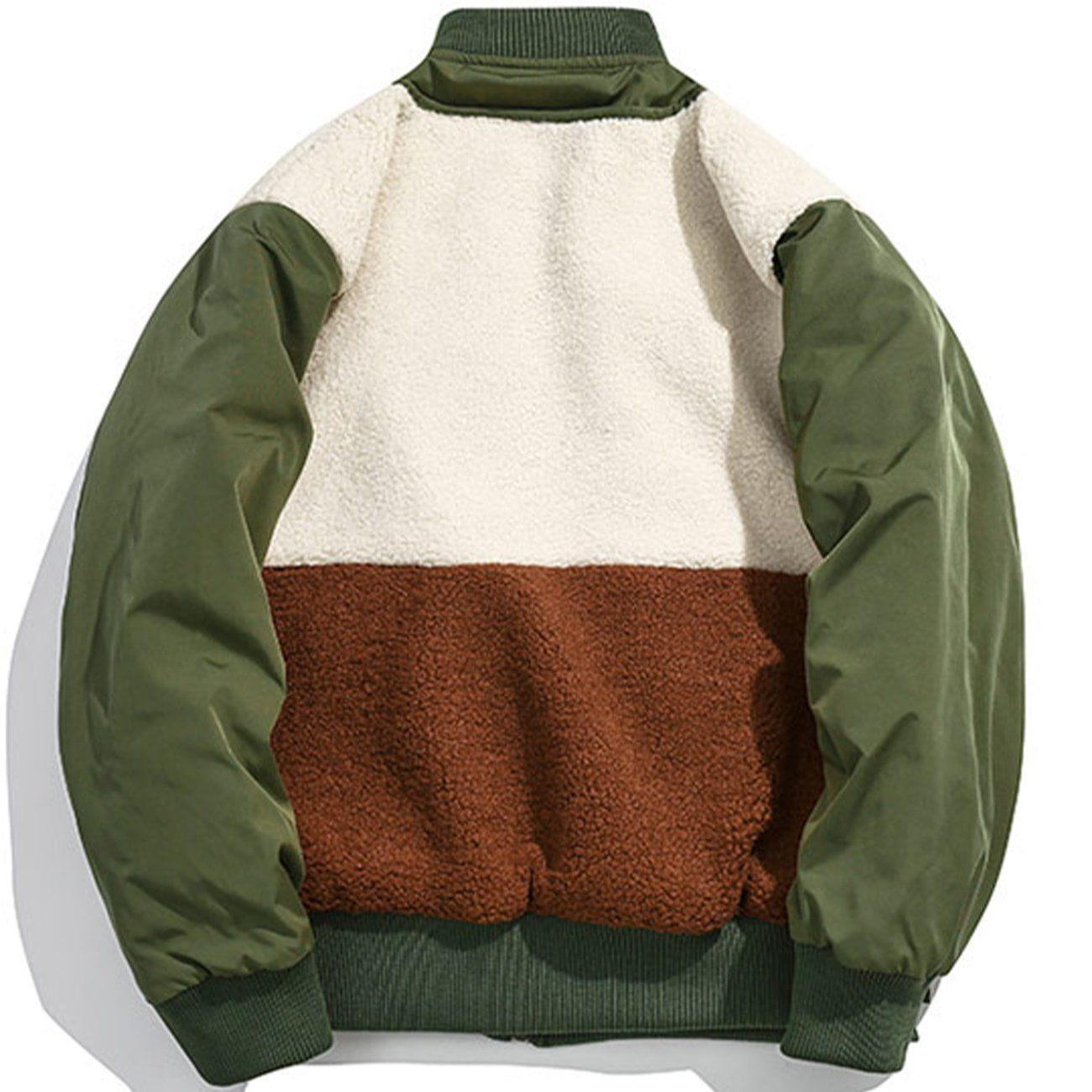 Tntwear® - Color Matching Patchwork Winter Coat - tntwear1