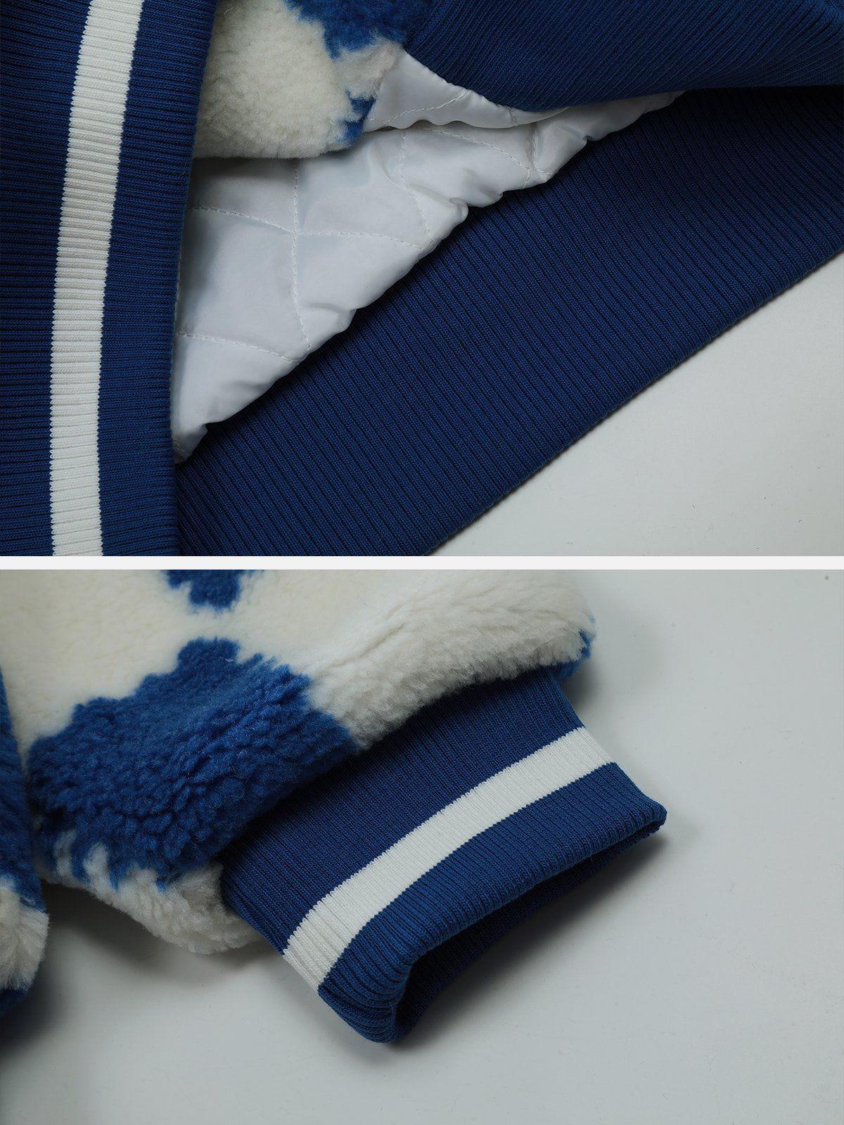 Tntwear® - Contrast Check Hood Sherpa Coat - tntwear1