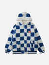 Tntwear® - Contrast Check Hood Sherpa Coat - tntwear1
