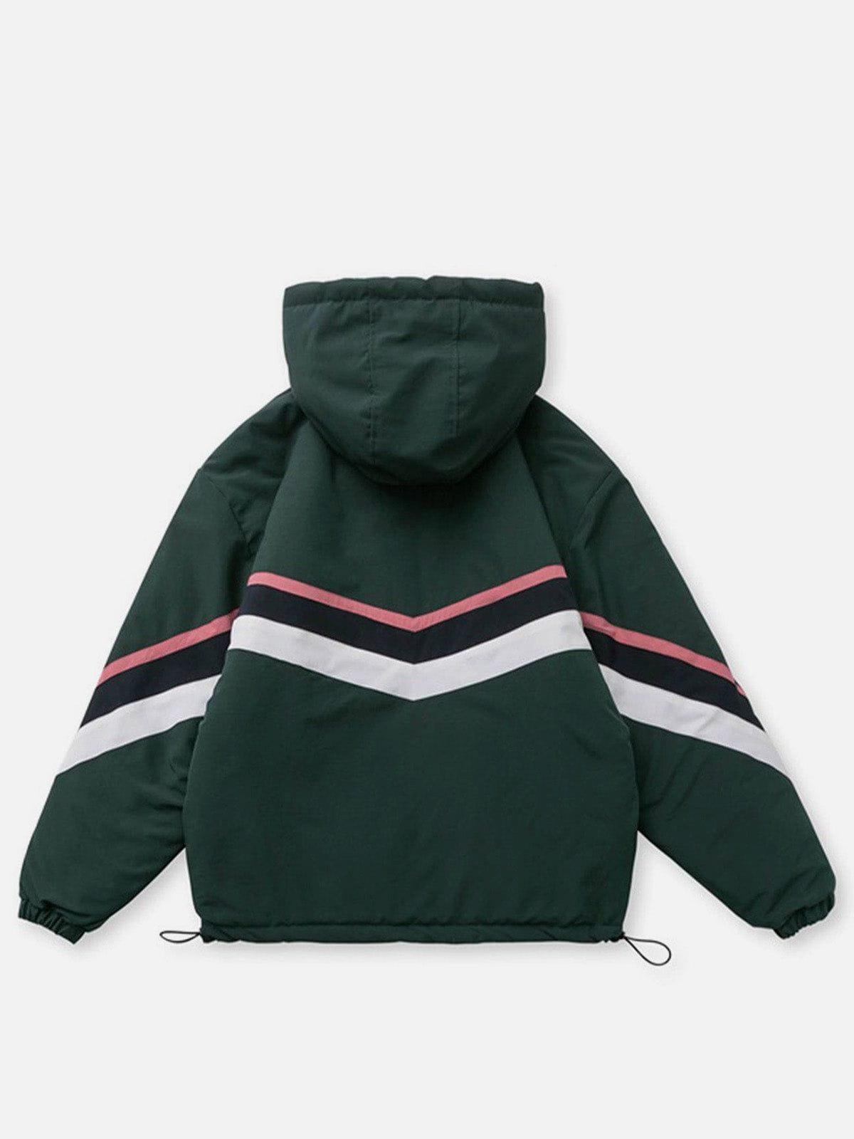 Tntwear® - Contrast Panel Hood Winter Coat - tntwear1
