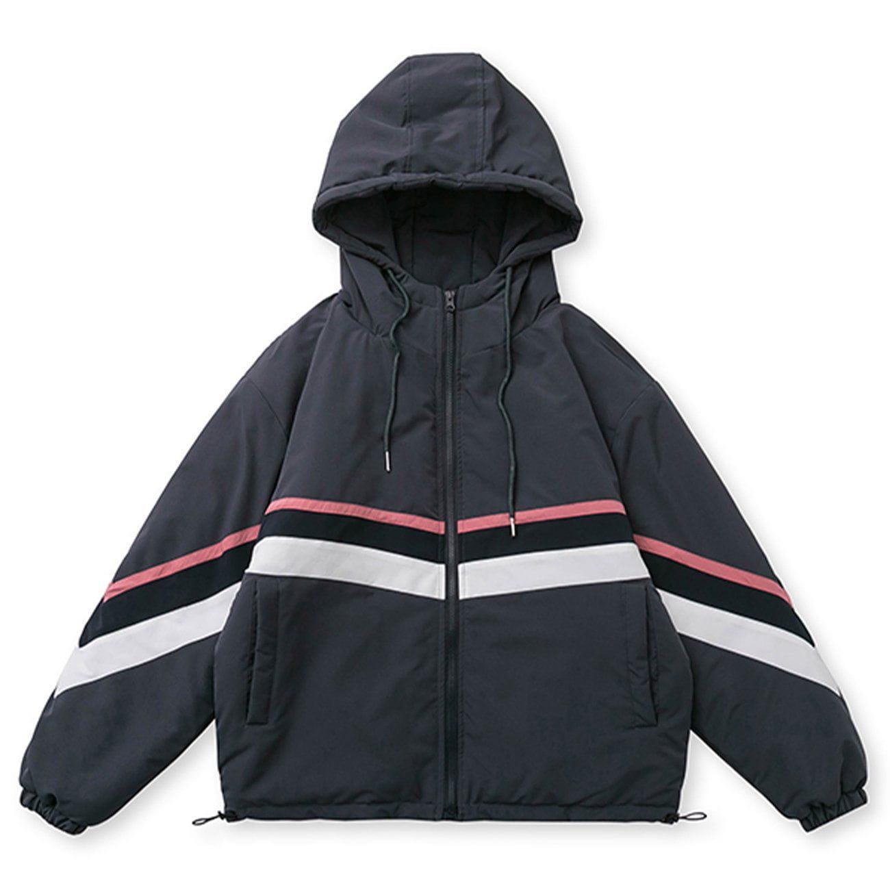 Tntwear® - Contrast Panel Hood Winter Coat - tntwear1