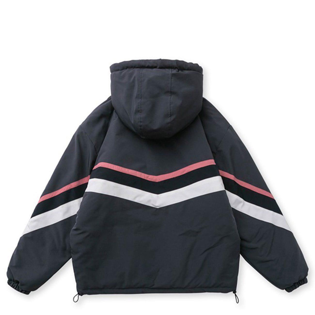 Tntwear® - Contrast Panel Hood Winter Coat - tntwear1
