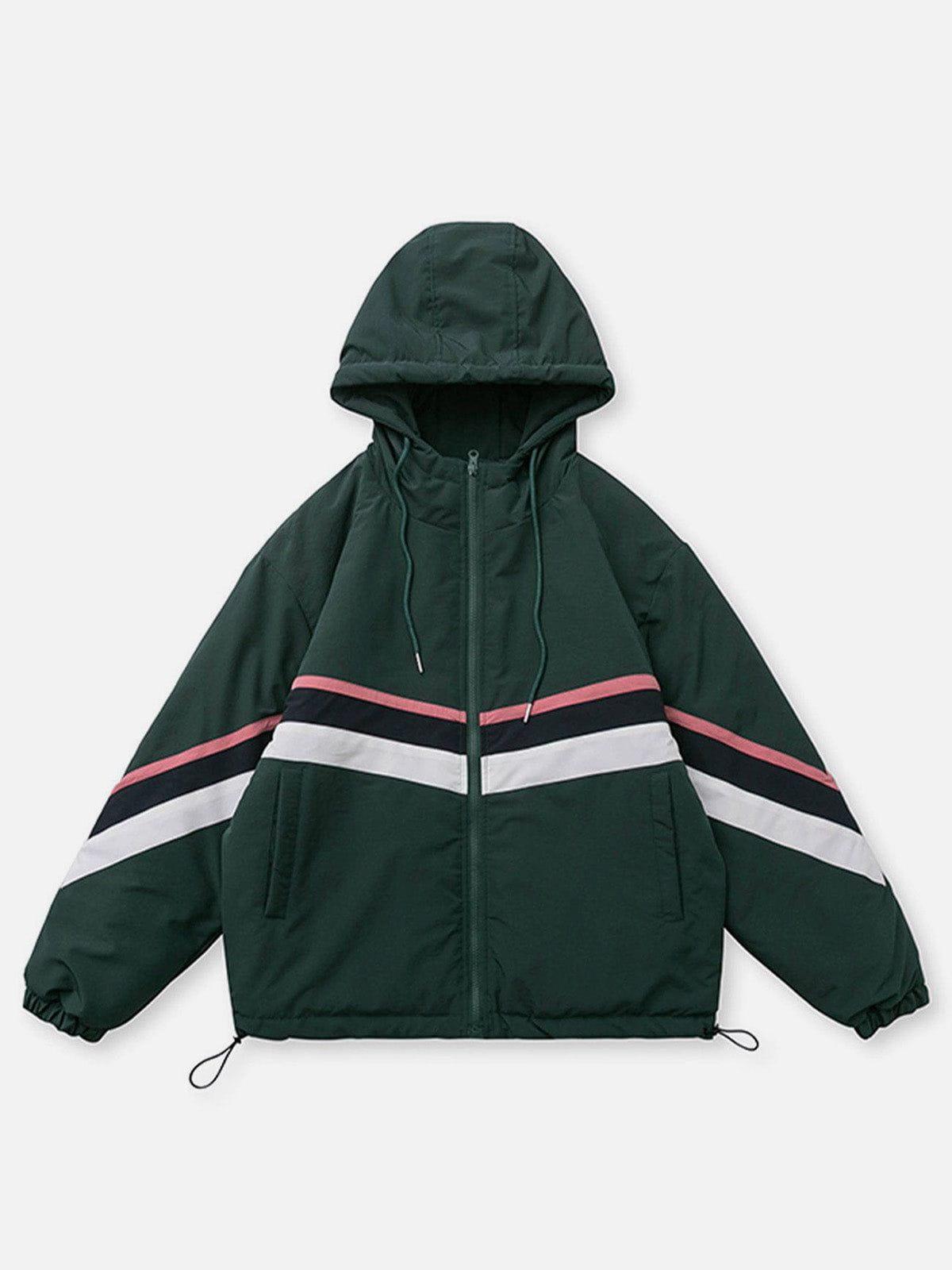 Tntwear® - Contrast Panel Hood Winter Coat - tntwear1