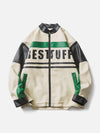 Tntwear® - Contrast Splicing Stand Collar Leather Jacket - tntwear1
