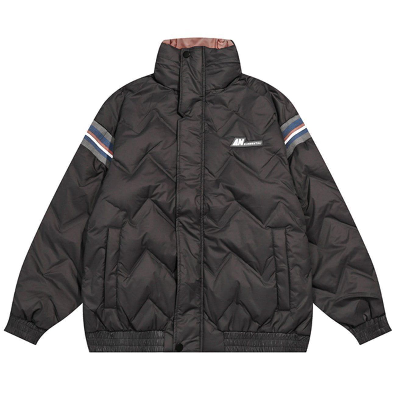 Tntwear® - Contrasting Color Stitching Puffer Jacket - tntwear1