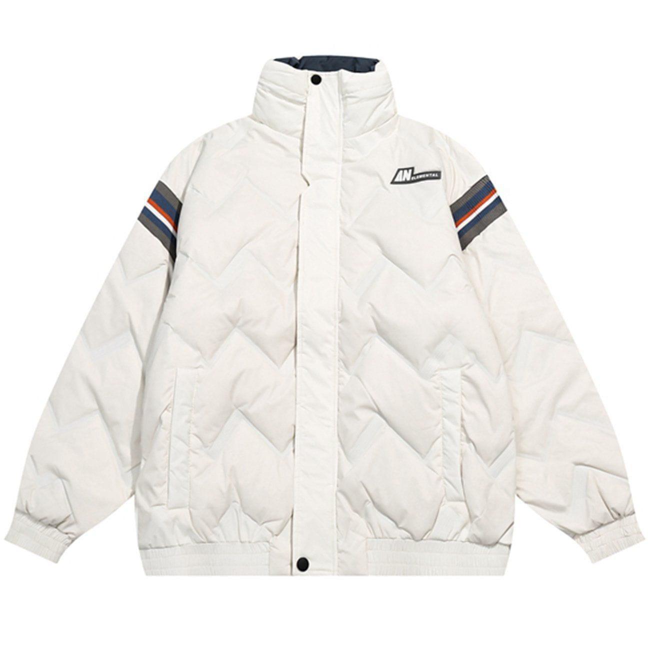 Tntwear® - Contrasting Color Stitching Puffer Jacket - tntwear1