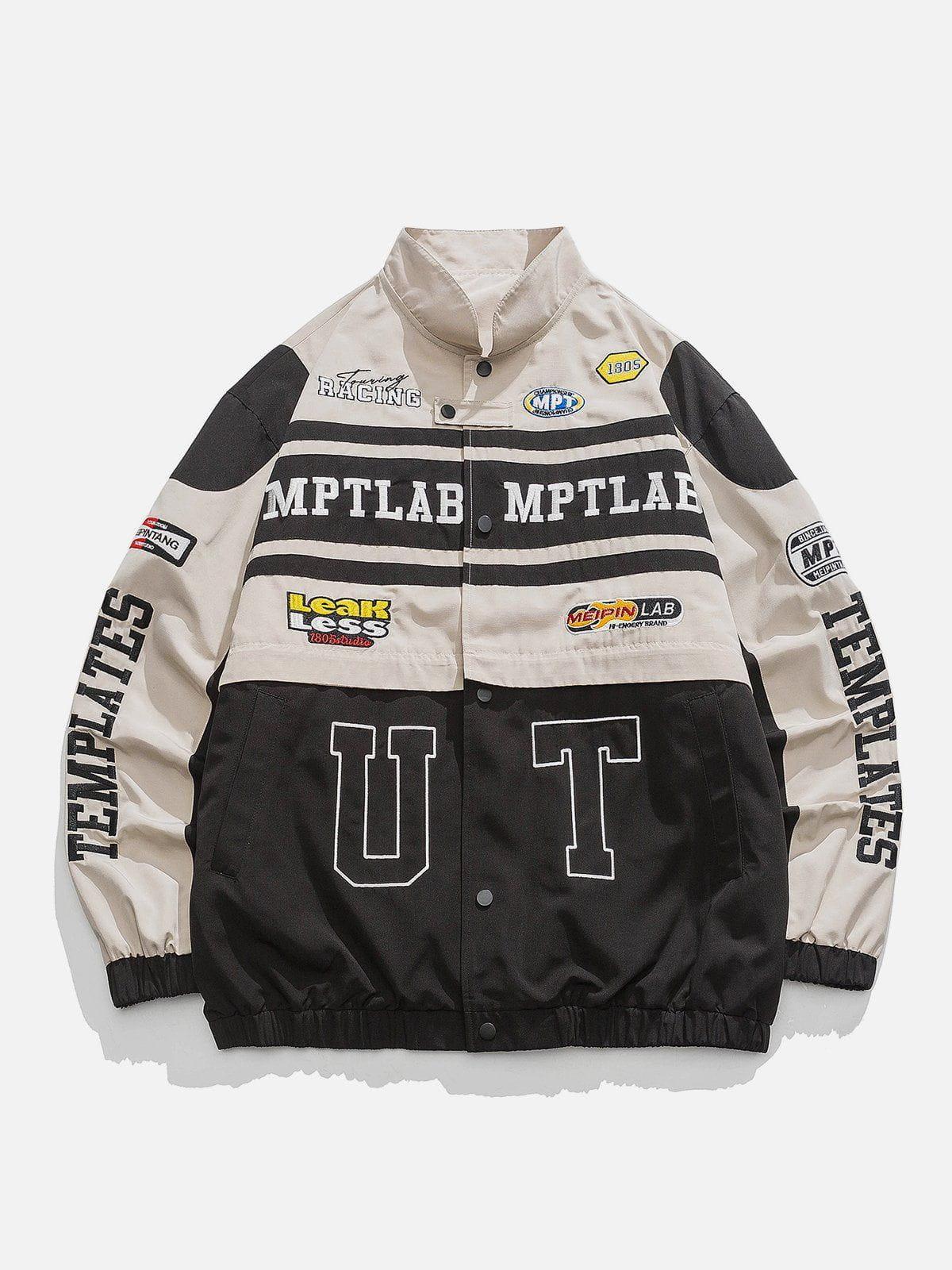 Tntwear® - Contrasting Embroidered Racing Jacket - tntwear1