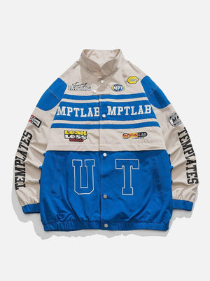 Tntwear® - Contrasting Embroidered Racing Jacket - tntwear1