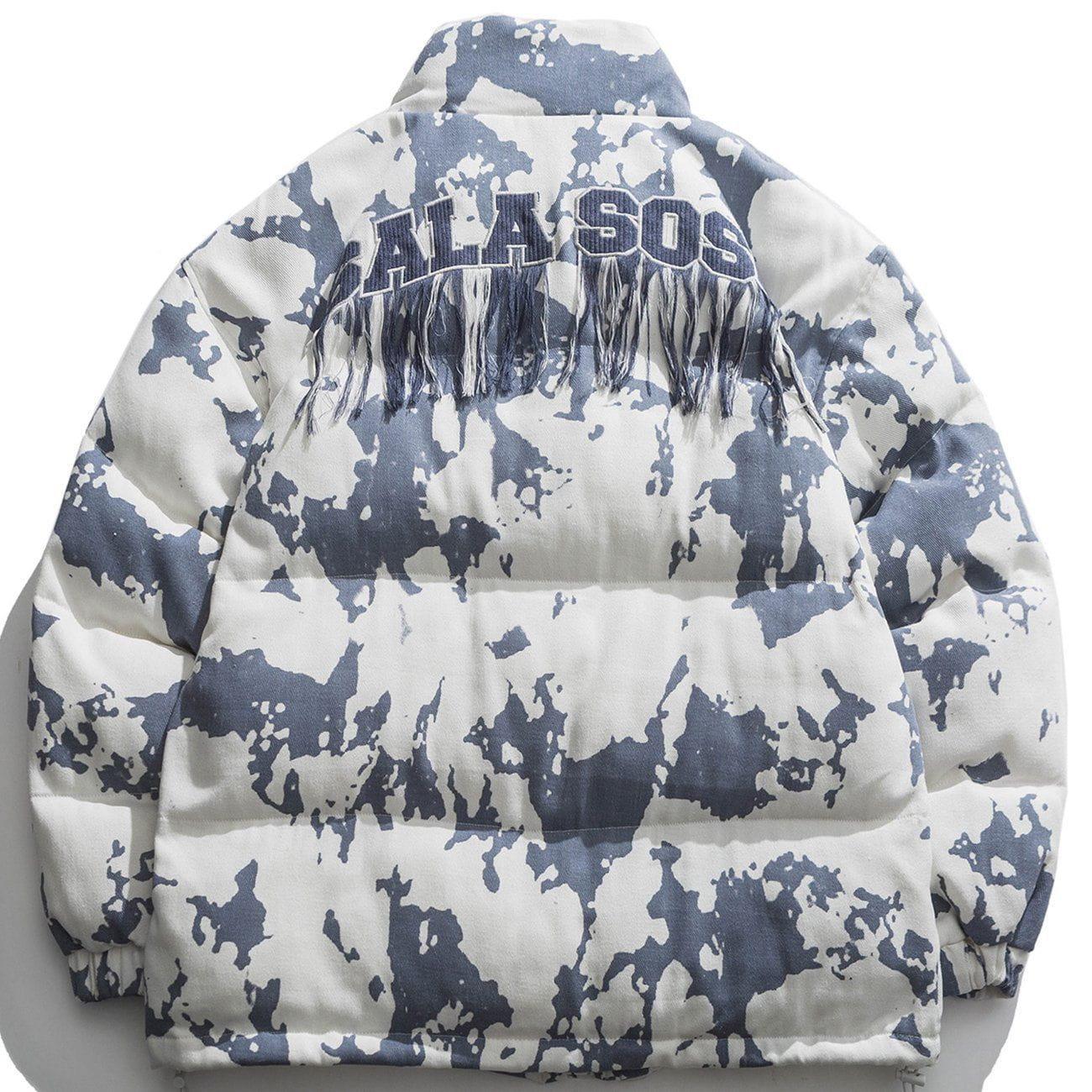 Tntwear® - Cow Stripes Pattern Patchwork Pockets Winter Coat - tntwear1
