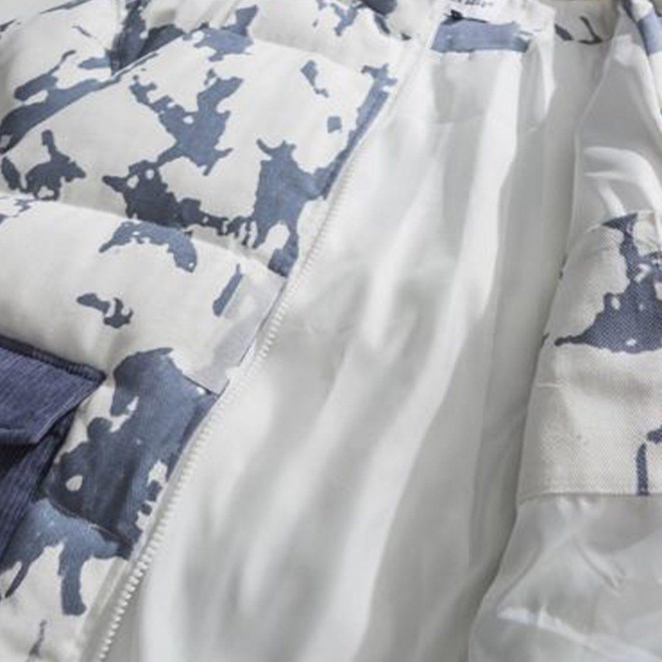 Tntwear® - Cow Stripes Pattern Patchwork Pockets Winter Coat - tntwear1