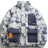 Tntwear® - Cow Stripes Pattern Patchwork Pockets Winter Coat - tntwear1