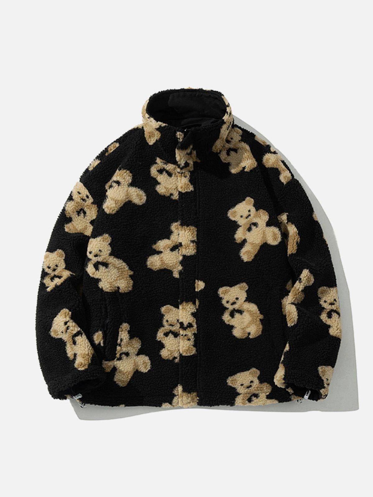 Tntwear® - Cute Bear Reversible Sherpa Coat - tntwear1